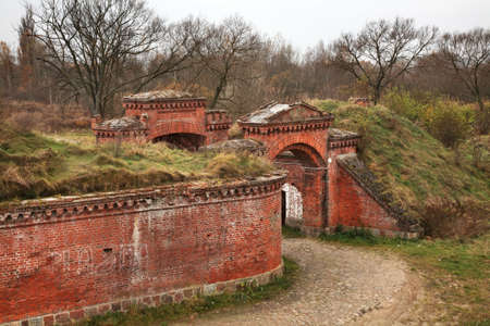Gate of fort II Mierzwiaczka in Deblin fortress Iwangorod. Polandのeditorial素材