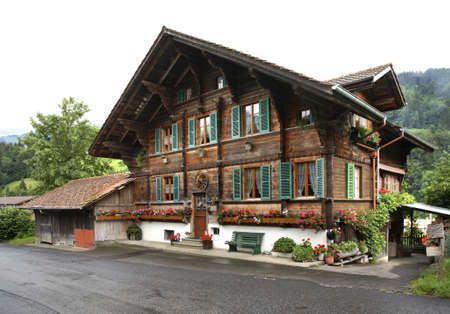 Erlenbach im Simmental village. Switzerlandのeditorial素材