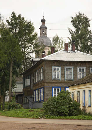 Old street in Ostashkov. Russiaのeditorial素材