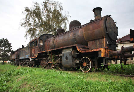 Old steam locomotive in Nis. Serbiaのeditorial素材