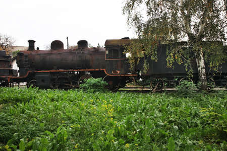 Old steam locomotive in Nis. Serbiaのeditorial素材