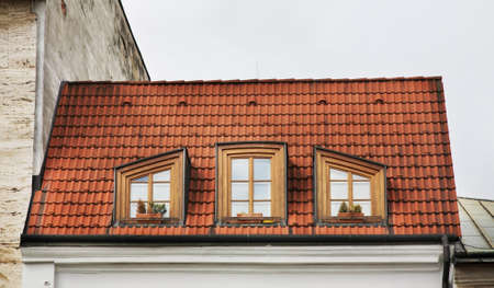 Fragment of historic house in Zilina. Slovakiaのeditorial素材
