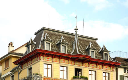 Fragment of old building in Zurich. Switzerland