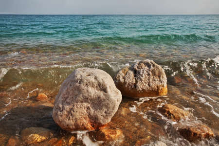 Dead sea coast in Ein Gedi. Israelの写真素材