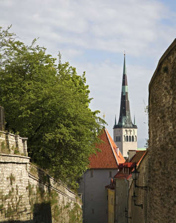 Old street in Tallinn. Estoniaの写真素材