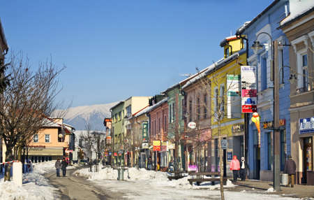 Old street in Liptovsky Mikulas. Slovakiaのeditorial素材