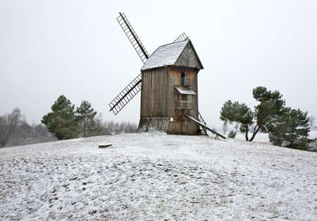 Windmill in Lednogora village. Polandの写真素材