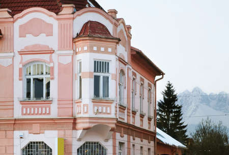 Fragment of building in Poprad. Slovakiaの写真素材
