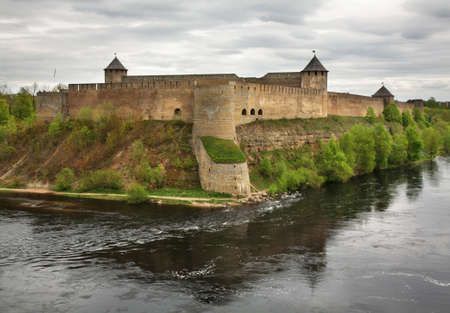 Ivangorod fortress on Narva river. Russiaのeditorial素材
