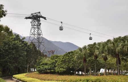 Cableway on Lantau island. Hong Kong. Chinaのeditorial素材