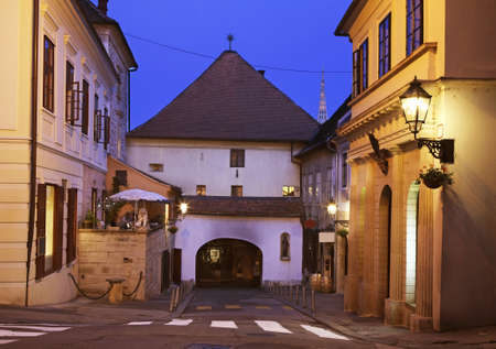 Kamenita street and Kamenita gate in Zagreb. Croatiaの写真素材