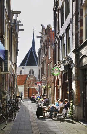 Old street in Amsterdam. Netherlandsのeditorial素材