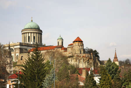 Cathedral and Royal castle in Esztergom. Hungaryのeditorial素材