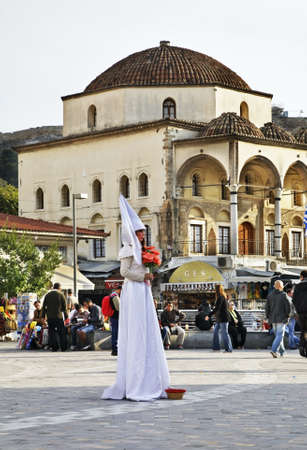 Living sculpture on Monastiraki square in Athens. Greeceのeditorial素材
