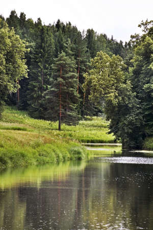Valley of Slavyanka river in Pavlovsk Palace and Park Ensemble near Saint Petersburg. Russia