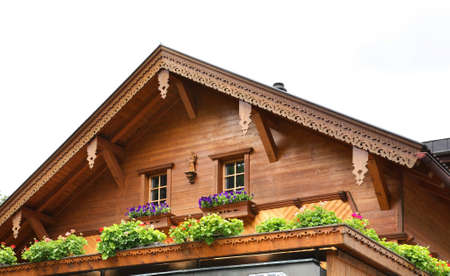 Fragment of House in Mayrhofen. Austriaのeditorial素材