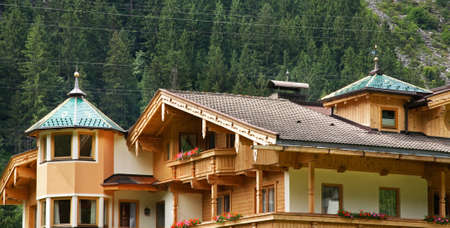 Fragment of House in Mayrhofen. Austriaのeditorial素材