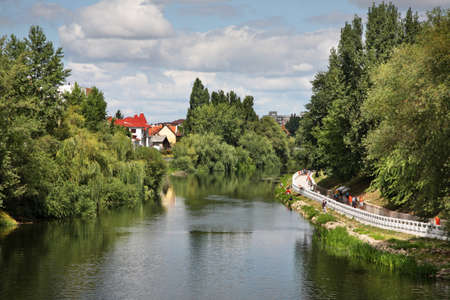 River Crisul Repede in Oradea. Romaniaのeditorial素材