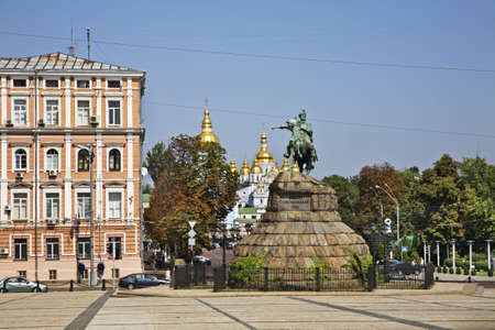 Monument to Bohdan Khmelnytsky on Sophia square in Kiev. Ukraineのeditorial素材