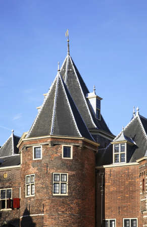 Waag (weigh house) on Nieuwmarkt in Amsterdam. Netherlandsの写真素材