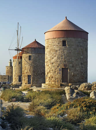Windmills in Rhodes city. Rhodes island. Greeceの写真素材