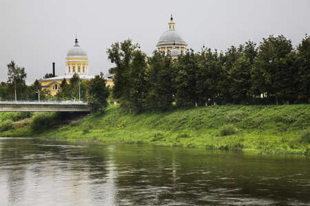 Tvertsa Embankment in Torzhok. Russiaの写真素材