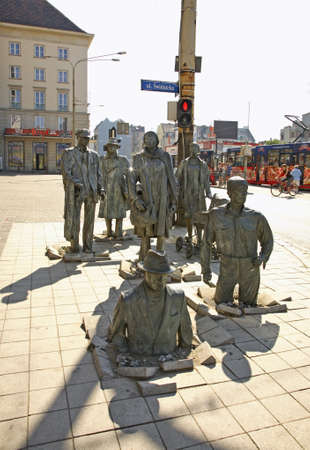 Monument to Anonymous passer (Pomnik Anonimowego Przechodnia) in Wroclaw. Polandのeditorial素材
