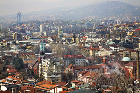 Panoramic view of Sarajevo. Bosnia and Herzegovinaのeditorial素材