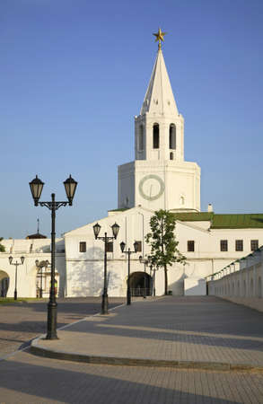 Spasskaya tower of Kazan Kremlin. Tatarstan, Russiaの写真素材