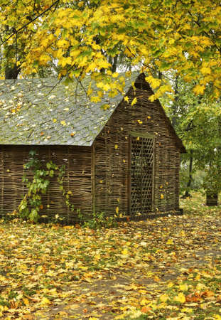 Wooden pavilion near Kosava. Belarusの写真素材