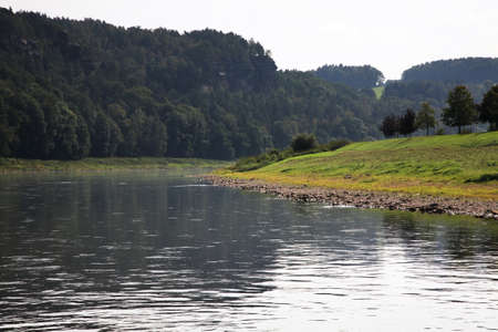 Elbe river near Kurort Rathen village. Germany