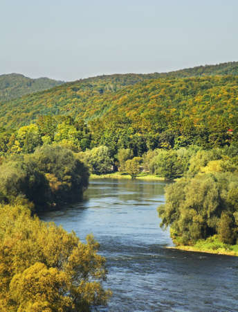San river in Sanok. Subcarpathian voivodeship. Poland