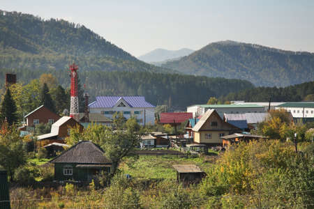 View of Manzherok village. Altai Republic. Russiaの写真素材