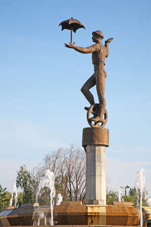 Fountain near city circus in Karaganda. Kazakhstanのeditorial素材