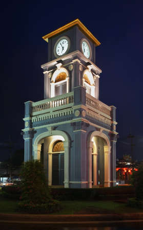 Surin Circle clock tower in Phuket town. Phuket province. Thailandの写真素材
