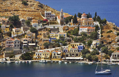 Gialos bay in Ano Symi. Greeceの写真素材