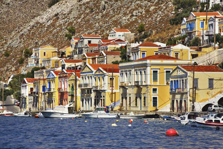 Gialos bay in Ano Symi. Greeceのeditorial素材