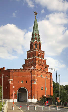 Borovitskaya (Predtechenskaya) tower of Moscow Kremlin. Russiaのeditorial素材