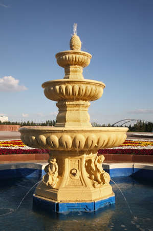 Fountain in front of Akorda - Ak Orda Presidential Palace in Astana. Kazakhstanのeditorial素材