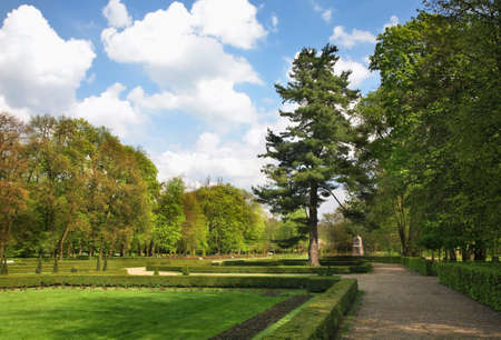 Park of Zamoyski Palace in Kozlowka. Lubartow County. Lublin Voivodeship. Polandのeditorial素材