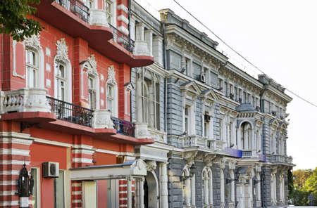 Houses at old street in Odessa. Ukraineのeditorial素材