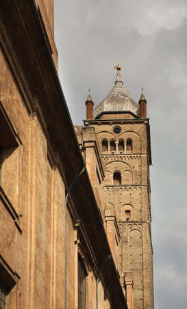 Bell tower of Cathedral of St. Peter in Bologna. Italyの写真素材
