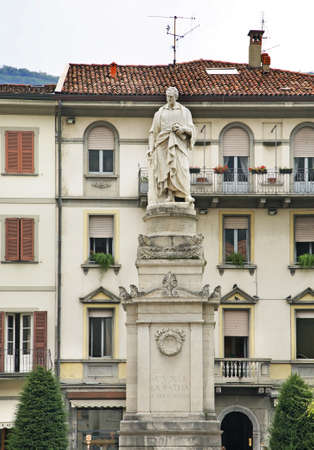 Monument to Alessandro Volta at Alessandro Volta square in Como. Italyのeditorial素材