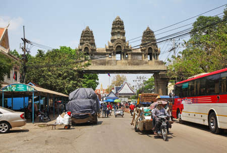 Border crossing between Thailand and Cambodia in Poipet. Cambodiaのeditorial素材
