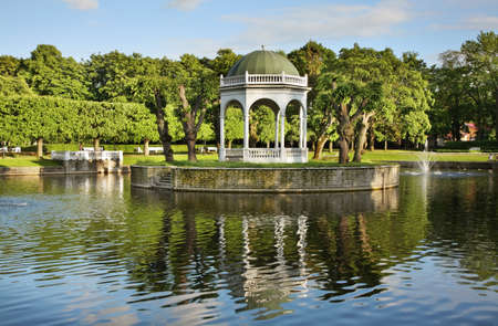 Swan Pond in Kadriorg Palace. Tallinn. Estoniaのeditorial素材