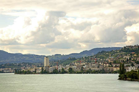 View of Montreux. Canton of Vaud. Switzerlandのeditorial素材