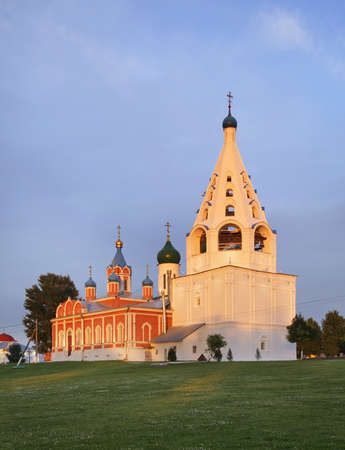 Church of Icon of Mother of God of Tikhvin and cathedral bell tower in Kolomna Kremlin. Russiaの写真素材