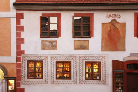 Siroka street in Cesky Krumlov. Czech republicの写真素材