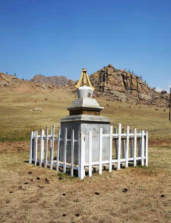 Buddhist stupa in Gorkhi-Terelj National Park. Mongoliaの写真素材