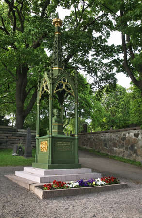 Grave of Henrik Wergeland at Cemetery of Our Saviour - Var Frelsers gravlund in Oslo. Norwayのeditorial素材